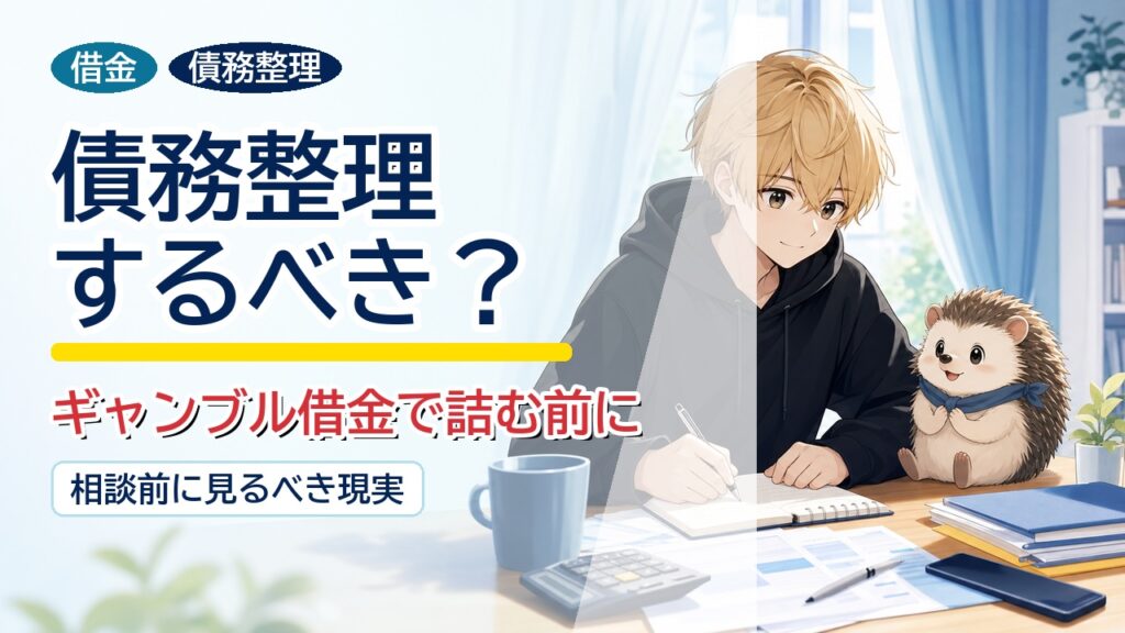 債務整理するべき？ギャンブル借金で詰む前に。男の子とハリネズミのアイキャッチ